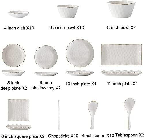Dinner Set, Special Restaurant Dinnerware Set, 52 Pcs Dinnerware Sets, Tableware Set with Plates Dish and Bowls, Green White Ceramic Dinner Set with Gold,