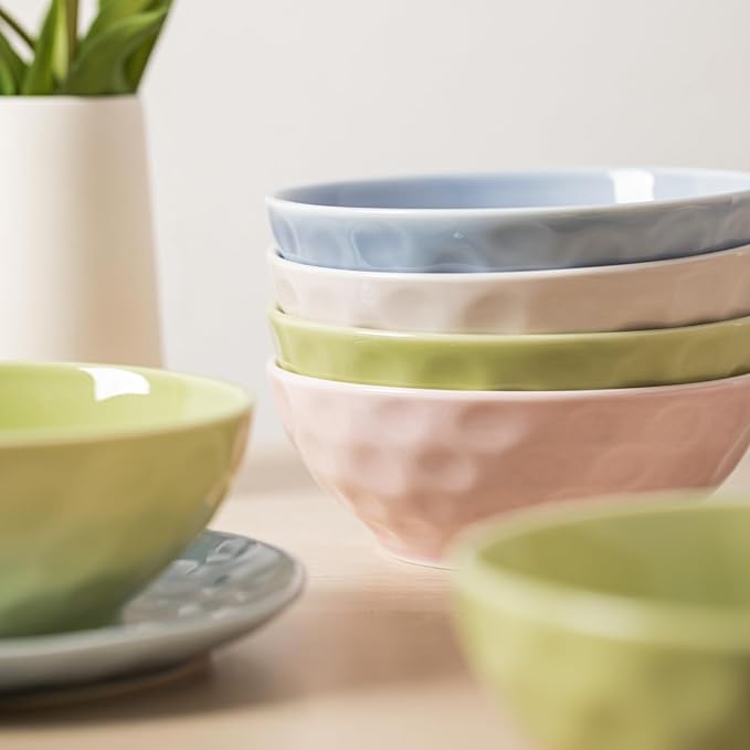 HOMBENE Plates and Bowls Sets, Dinnerware Set 12 Piece Service Porcelain Dinnerware for 4, for Dessert Salad and Pasta, Celestial Blue Dishes