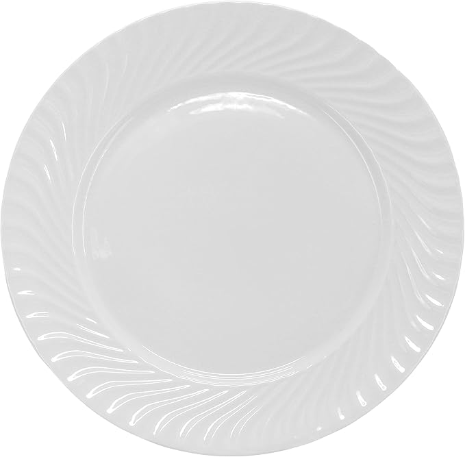 Elama Julia 16 Piece Scalloped Double Bowl Porcelain White Dinnerware Set, Serveware, Tableware, Bowls, Plate Set (Julia)