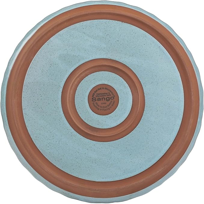 Sango 16-Piece Stoneware Dinnerware Set for 4, Semi-Matte Teal Plates and Bowls Sets with Rustic Speckled Glaze, Ceramic Dish Set, Elegant Boho Farmhouse Dishes, Microwave & Dishwasher Safe, Kaya Blue