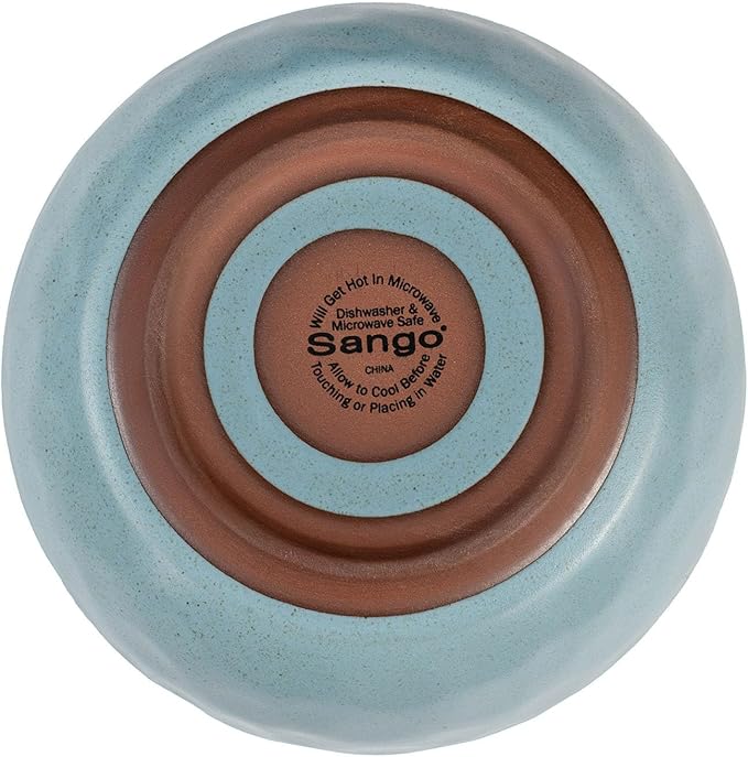 Sango 16-Piece Stoneware Dinnerware Set for 4, Semi-Matte Teal Plates and Bowls Sets with Rustic Speckled Glaze, Ceramic Dish Set, Elegant Boho Farmhouse Dishes, Microwave & Dishwasher Safe, Kaya Blue