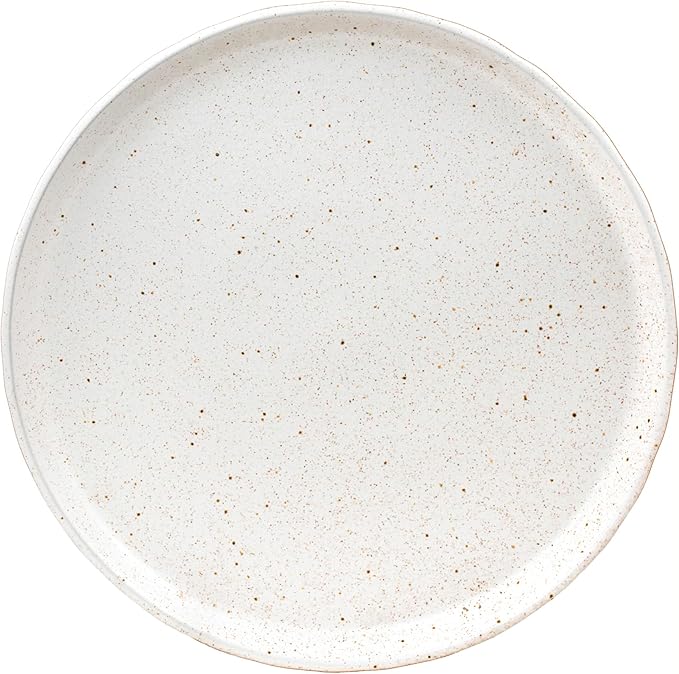 Sango 16-Piece Boho Farmhouse Stoneware Dinnerware Set for 4, Semi-Matte White Plates and Bowls Sets with Rustic Speckled Glaze, Ceramic Dish Set, Modern Dishes, Microwave & Dishwasher Safe, Kaya