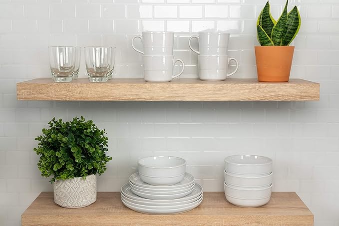 10 Strawberry Street Double Line 16 Piece Dinnerware Set, White